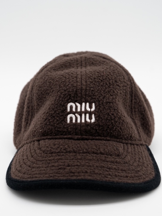 Miu Miu Fleece Baseball Cap Brown Black size M 100% Authentic Embroidered logo main image 6